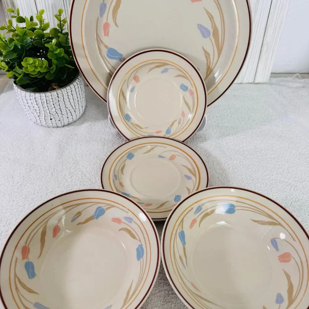 Vintage Oslo Brick‎ Oven Stoneware Dishes, Plate & Bowls